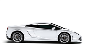 Lamborghini белая сторона автомобиля вид HD обои