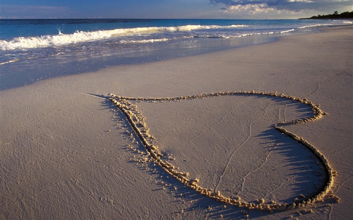 Любовь сердца, пляж, море обои,s изображение