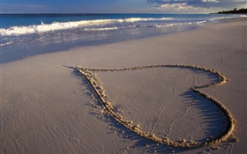 Любовь сердца, пляж, море HD обои