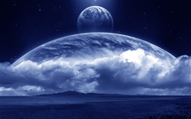 Волшебный мир, сказочная, земля, облака, планеты HD обои