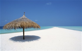 Мальдивские о-ва, пляж, море, маркизы HD обои