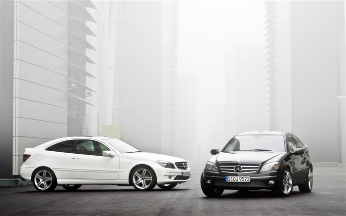 Mercedes-Benz белые и черные автомобили обои,s изображение