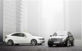 Mercedes-Benz белые и черные автомобили HD обои