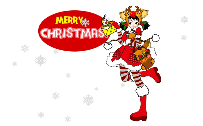 С Рождеством Христовым, красочные платье девушка, вектор обои,s изображение
