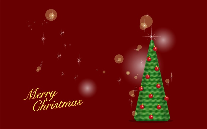 С Рождеством Христовым, зеленое дерево, красный фон, вектор обои,s изображение