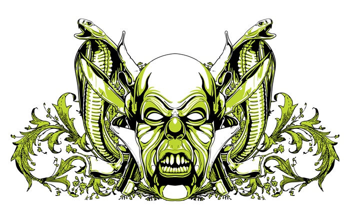 Монстр, змея, зеленый стиль, дизайн вектор обои,s изображение