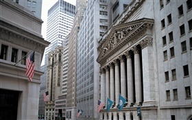 Нью-Йоркской фондовой бирже, небоскребы, США HD обои
