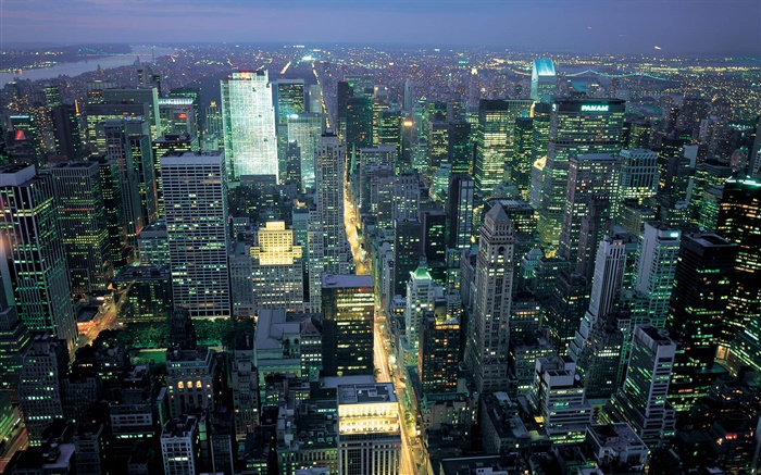 Нью-Йорк, США, вид на город, ночь, огни, небоскребы обои,s изображение