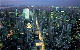 Нью-Йорк, США, вид на город, ночь, огни, небоскребы HD обои
