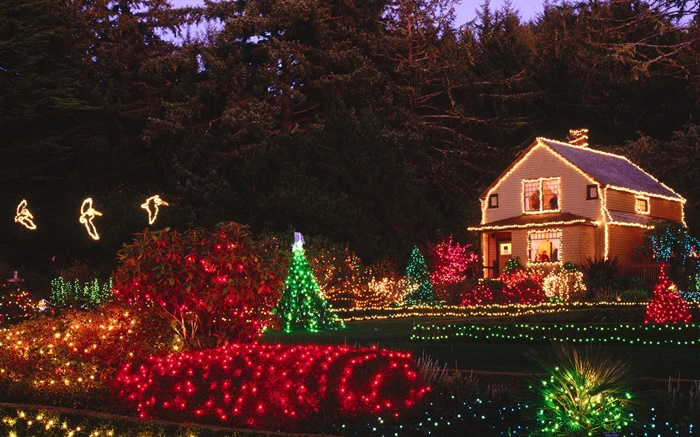Ночь, красочные огни, дома, Рождество обои,s изображение