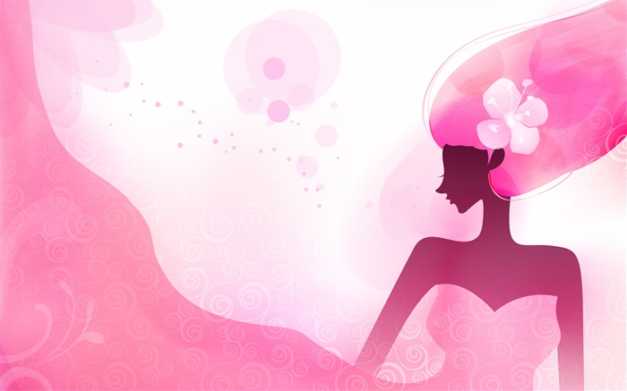 Розовый вектор волосы девушка, цветок обои,s изображение
