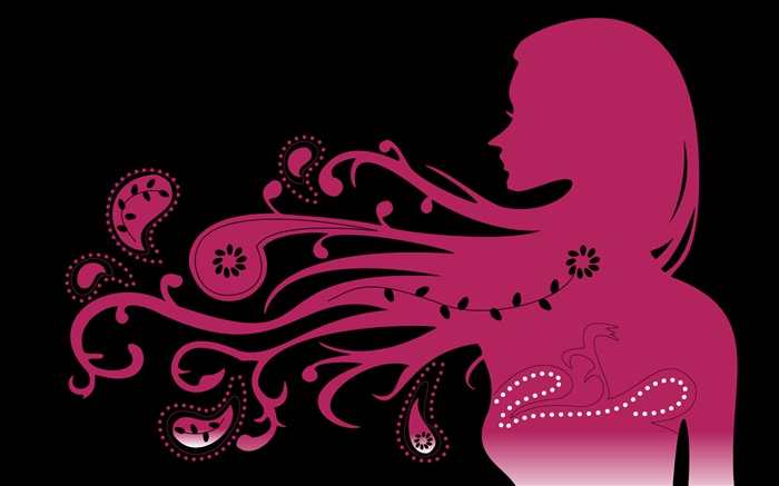 Розовый стиль девушка, волосы летать, вектор креативный дизайн обои,s изображение