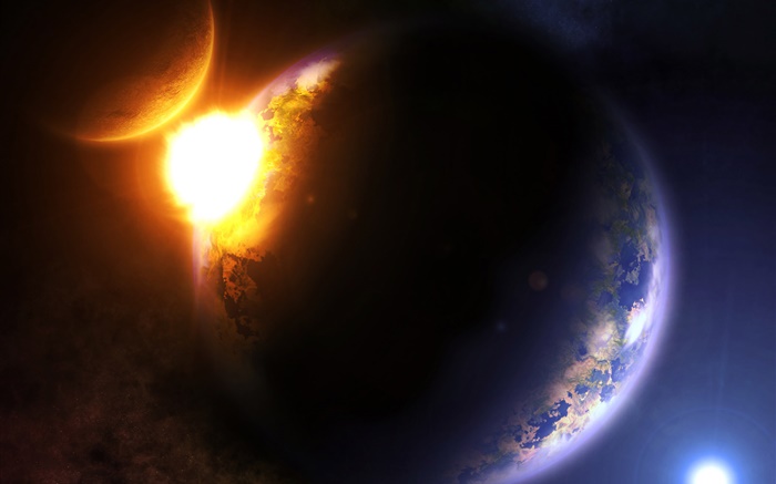 Планета столкновение, космос катастрофы обои,s изображение