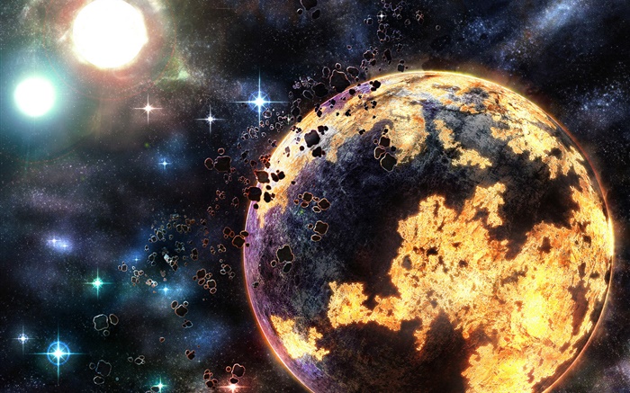Планета разрыв, частицы, пространство обои,s изображение