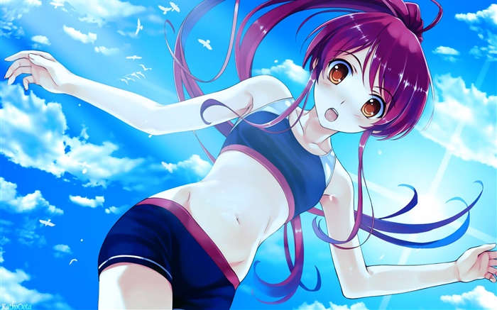 Фиолетовый длинные волосы аниме девушка обои,s изображение