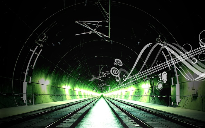 Железнодорожный, канал, зеленый свет, креативный дизайн обои,s изображение