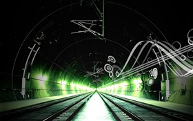 Железнодорожный, канал, зеленый свет, креативный дизайн HD обои