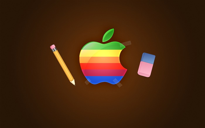 Радуга Apple, логотип, карандаш, ластик обои,s изображение