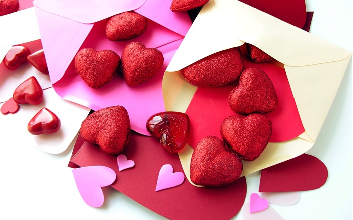 Красный любовь сердца, письмо, романтический обои,s изображение