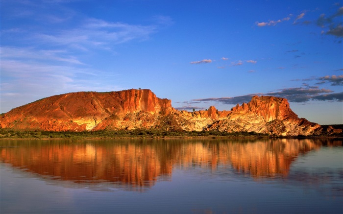 Рок горы, озеро, отражение воды, Австралия обои,s изображение