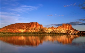 Рок горы, озеро, отражение воды, Австралия HD обои