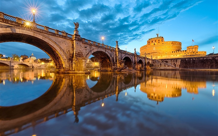 Рим, Италия, Ватикан, мост, река, вечер обои,s изображение