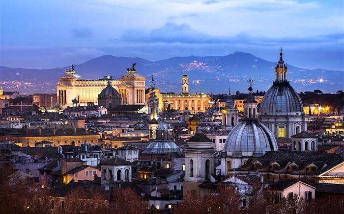 Рим, Ватикан, Италия, город, дом, ночь обои,s изображение