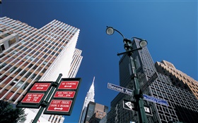 Указателю, небоскребы, Нью-Йорк, США HD обои