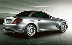 Серебряный Mercedes-Benz вид сбоку автомобиля HD обои