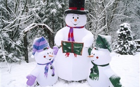 Снеговик, снег, зима, Рождество HD обои