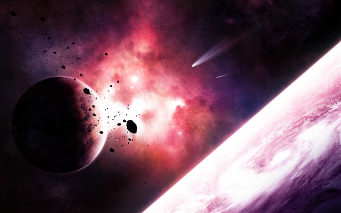 Космос, планеты, звезды, метеориты обои,s изображение
