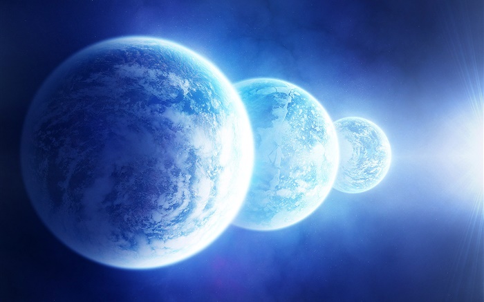 Три синие планеты обои,s изображение