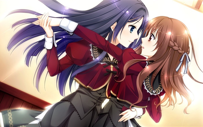 Два аниме девушки танцуют обои,s изображение