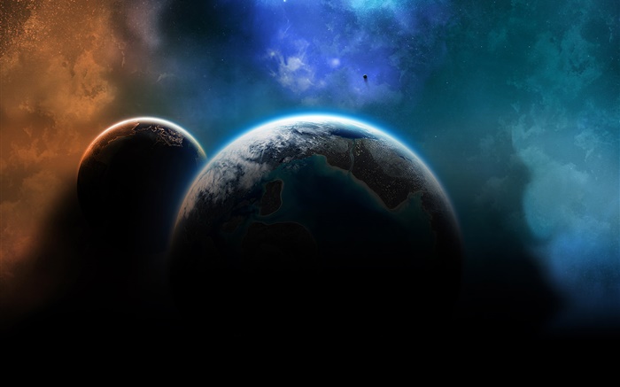 Две планеты во Вселенной обои,s изображение