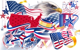 День независимости США, праздничные тематические фотографии, векторный дизайн HD обои