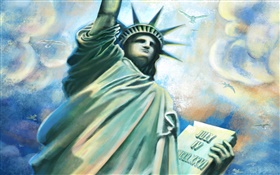 США Статуя Свободы, художественные фотографии HD обои