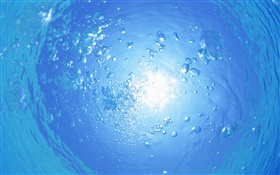 Под водой, синее море, вода пузырь, солнце, Мальдивские о-ва HD обои
