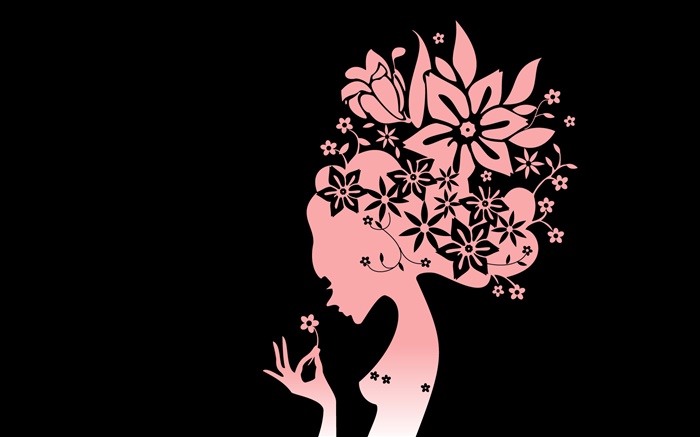 Вектор девушка, волосы, цветы, сексуальный обои,s изображение