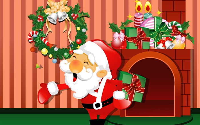 Векторные картинки, Рождество, Санта, подарки, свечи обои,s изображение