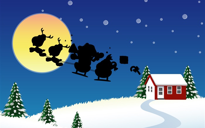 Векторные картинки, Рождество тематические, дом, снег, луна обои,s изображение