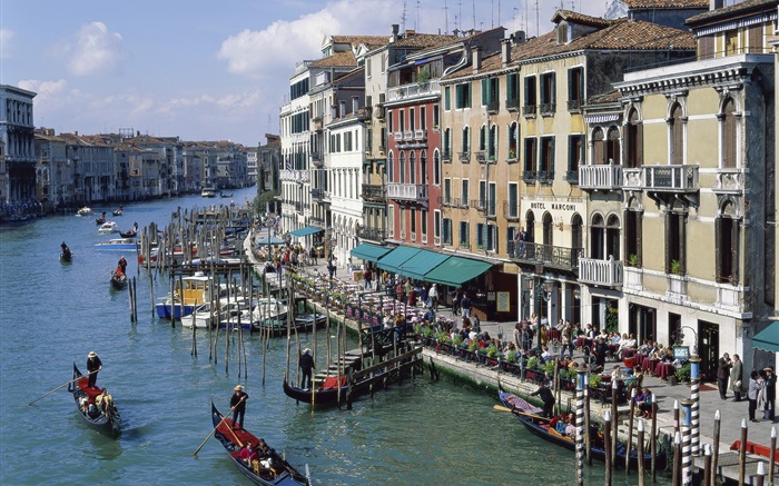 Венеция, Италия, каналы, дома, лодки обои,s изображение