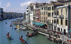 Венеция, Италия, каналы, дома, лодки HD обои