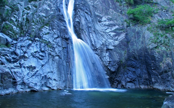 Водопад, скалы, пруд, Хоккайдо, Япония обои,s изображение