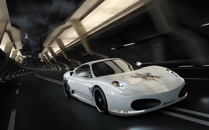 Белый Ferrari F430 скорость суперкара обои,s изображение