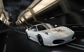 Белый Ferrari F430 скорость суперкара