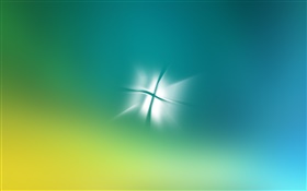 Логотип Windows, блики, зеленый и синий фон HD обои