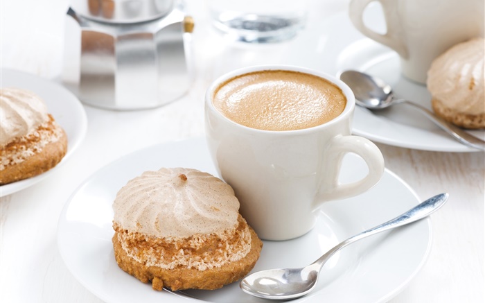 Капучино кофе, чашка, напитков, торт обои,s изображение