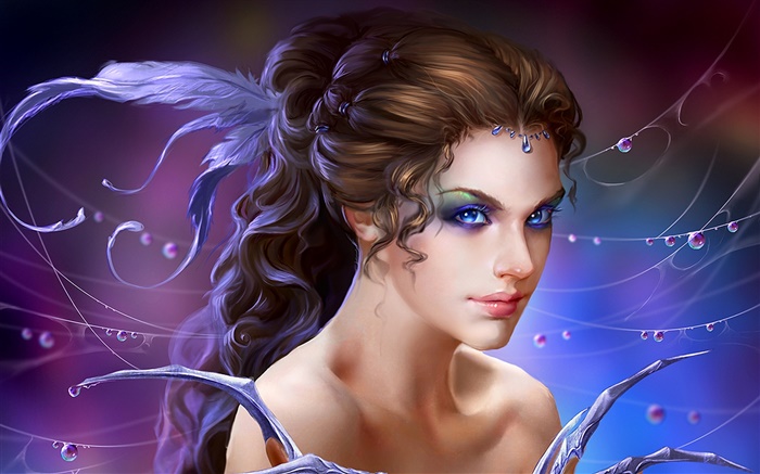 Фэнтези девушка, голубые глаза обои,s изображение