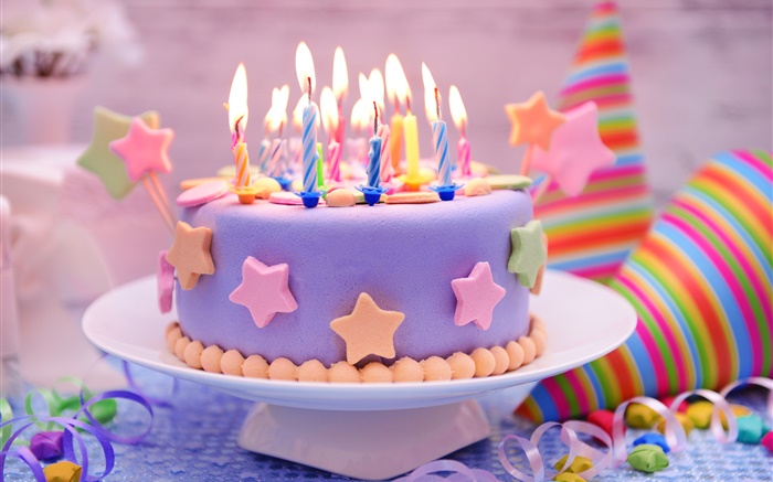 С Днем Рождения, торт, украшения, сладкие, свечи обои,s изображение