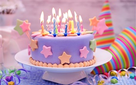 С Днем Рождения, торт, украшения, сладкие, свечи HD обои